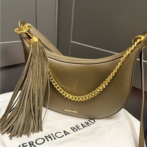 Veronica Beard small Fortune Shoulder Bag with Tassel & Gold Chain